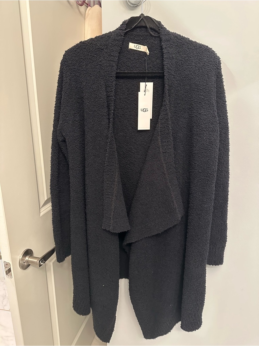UGG Phoebe Black Open-Front Wrap Cardigan, New with tags